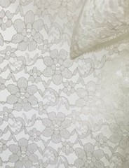 Ivory Polyester Sheer Mesh Floral Pattern Raschel Lace 60″ Fabric By The Yard