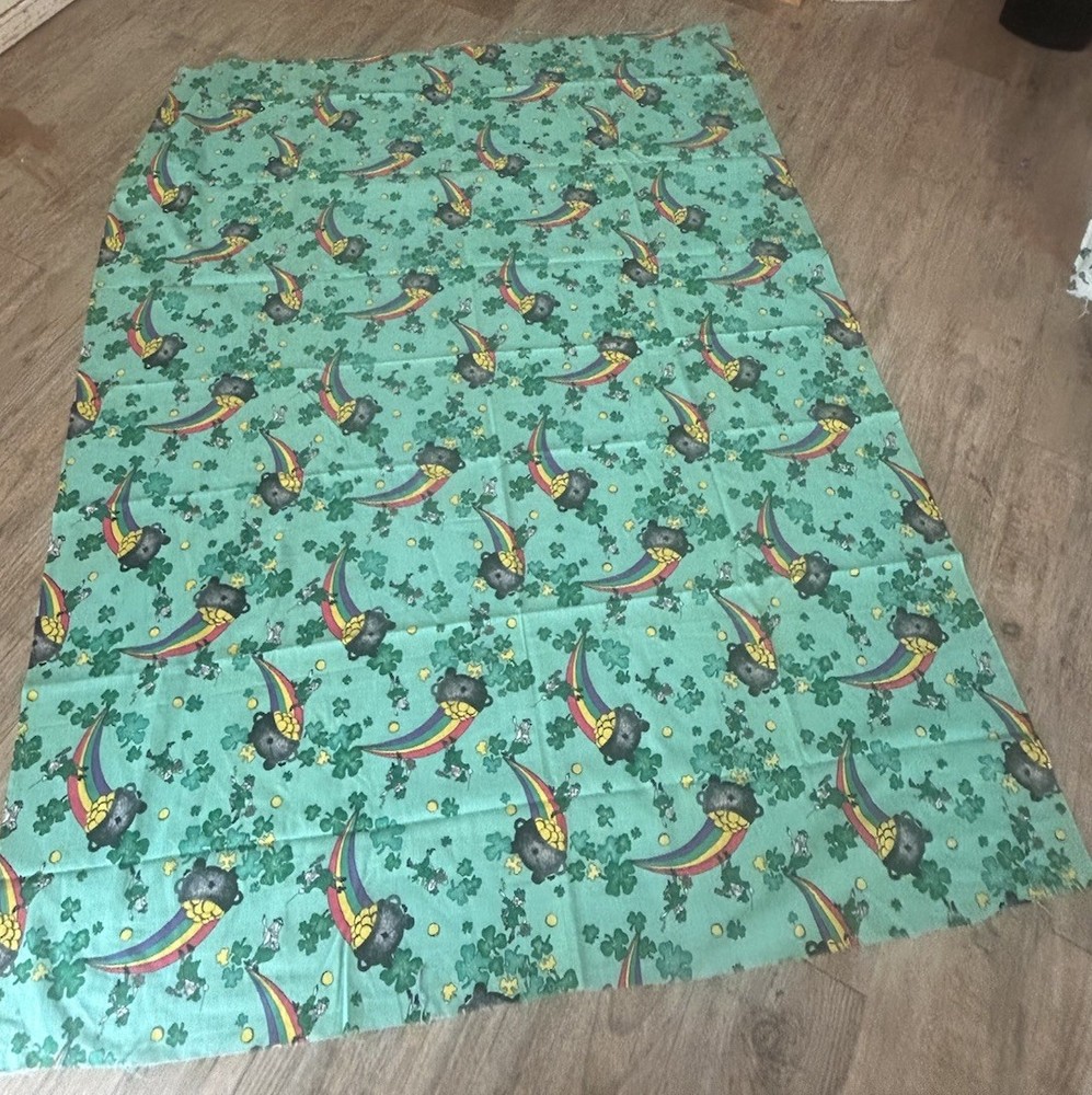 Leprechaun Fabric Pot of Gold Rainbows 58 In x 43 In (1.6 YDS x 43 IN) Cotton