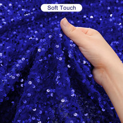 Sequin Fabric Bright Blue, 5 Yards Length 3.9 Feet Wide Velvet Fabric, Mesh Fabr