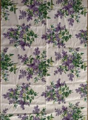 Botanical Floral Lilac Print Cotton Fabric Pillowcase Sheets Bedding 11.33Yd LOT