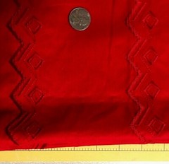 2.6 yd x 50″ RED Embroidered Stripe Border Fabric Cotton Blend Dress Decor