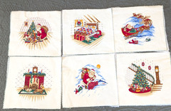 Vintage Cranston Print Works “A Visit From St Nicholas” Quilt Squares w/Batting