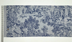 VTG 1986 Blue Grey Toile Drapery Fabric House Party House N Home Remnant 16Lx43W