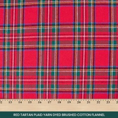 Red Plaid Cotton Flannel Fabric – 100% Cotton 57/58″ Sold By The Yard