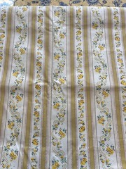 Vintage floral Yellow Striped Fabric 2-3 Yards