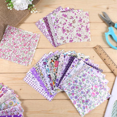 50 Pcs Purple Charm Pack Fabric, 5 Inch Pre Cut Cotton Floral Fabric Squares for