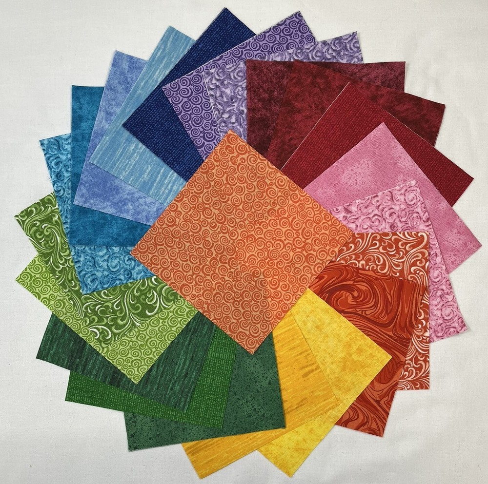 Rainbow Colors ~ 42 5″ Squares ~ Bright Colorful Charm Pack