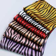 By Yard Soft Satin Fabric Zebra Striped Charmeuse Lining Geometric