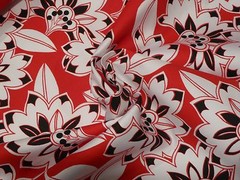 Red, Black, White, Abstract Floral Cotton Stretch Sateen – WHOLE LAST PIECE!