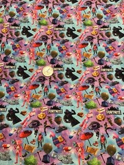 CUSTOM MADE..Piece, 1/2 Yard FORTNITE Cotton Fabric 18”x 56”