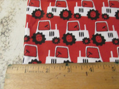 Vintage 1 yards x 44″ Quilt Fabric VIP Cranston Prints Red With White Tractors