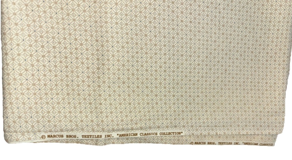 Marcus Bros. Textiles, Inc. Fabric 2 Yards Plus 98×45 Beige Pattern Vintage