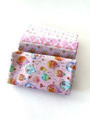 Remnants Bundle mix Fabrics Combination Ana davis Ballon Floral Pink On White