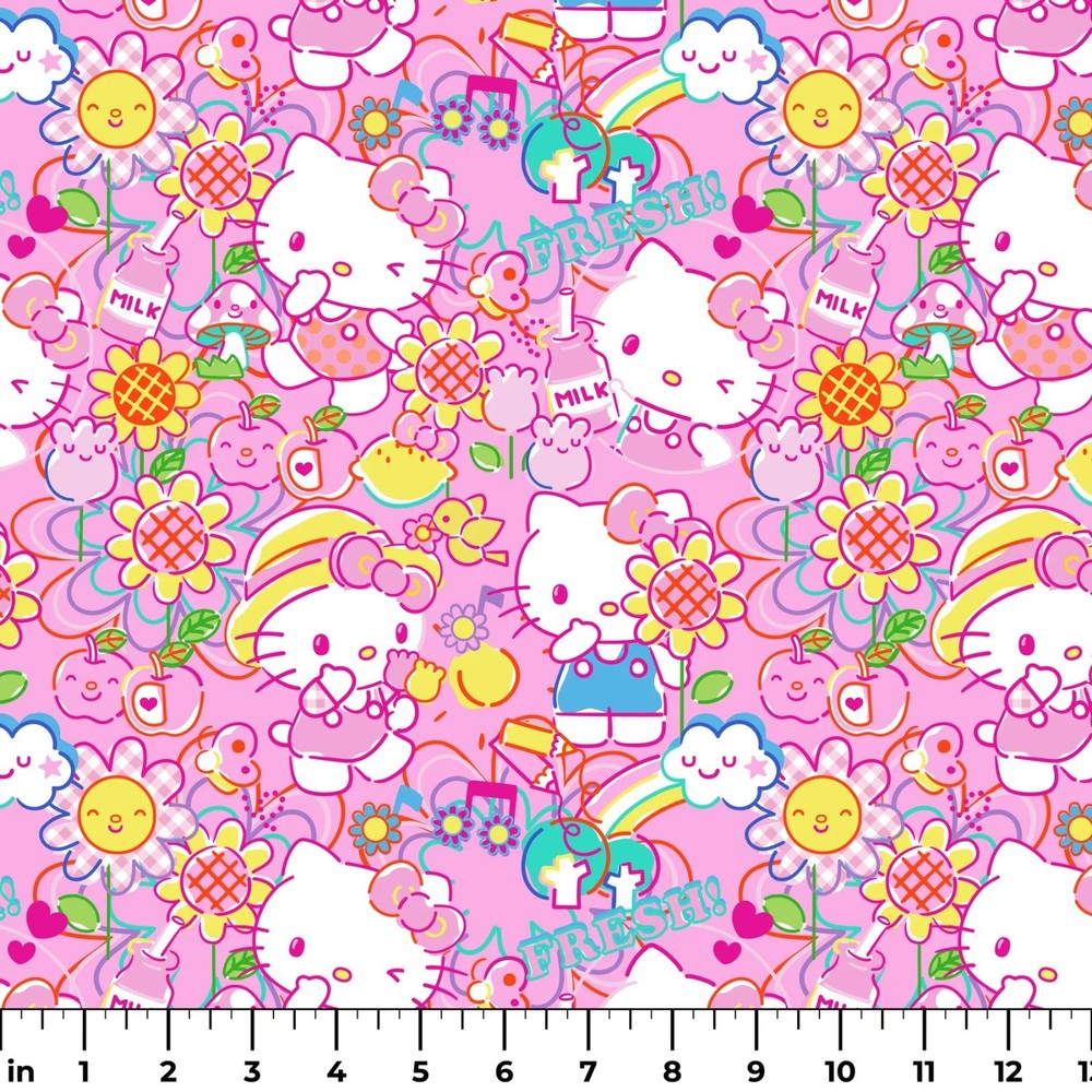 Sanrio Hello Kitty Garden Doodle Cotton Fabric