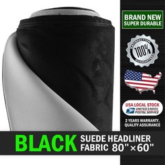 Black Interior Replacement Material for car/Truck/SUV Roof Black Suede 80″×60″
