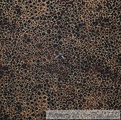 BonEful FABRIC FQ Cotton Quilt Brown Black Tone African Tribal Gold Metallic Dot