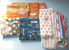 4 Yards Plus Organic Cotton Quilt Print Fabric Scraps Lot Remnants Orange Boy