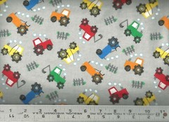 AE Nathan ~ Red Green Blue Yellow Orange Tractors 100% Cotton Flannel Fabric BTY