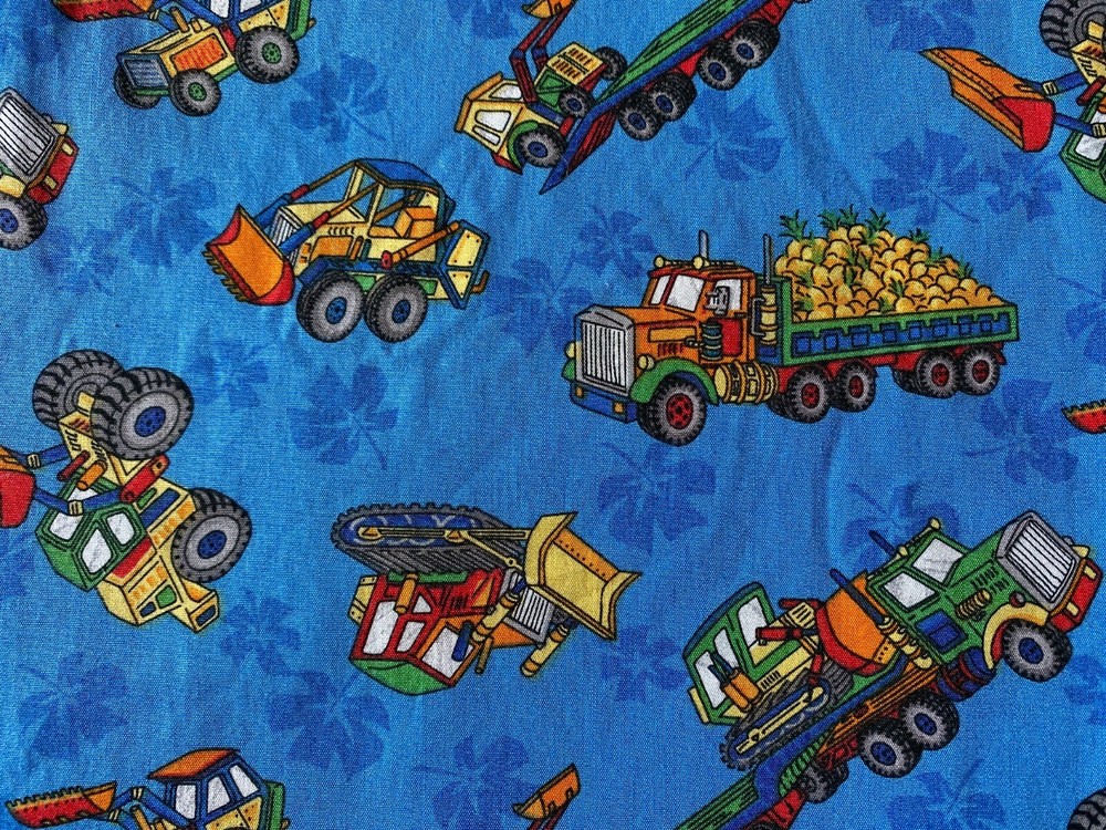 TRENDTEX FABRIC 2005~Earthmovers~TRUCKS TRACTORS~Bulldozers~45×71~SINGLE CUT~