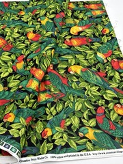 Cranston Print Works Parrots Jungle 100% Cotton Fabric Vintage Colorful 2 Ydsx44