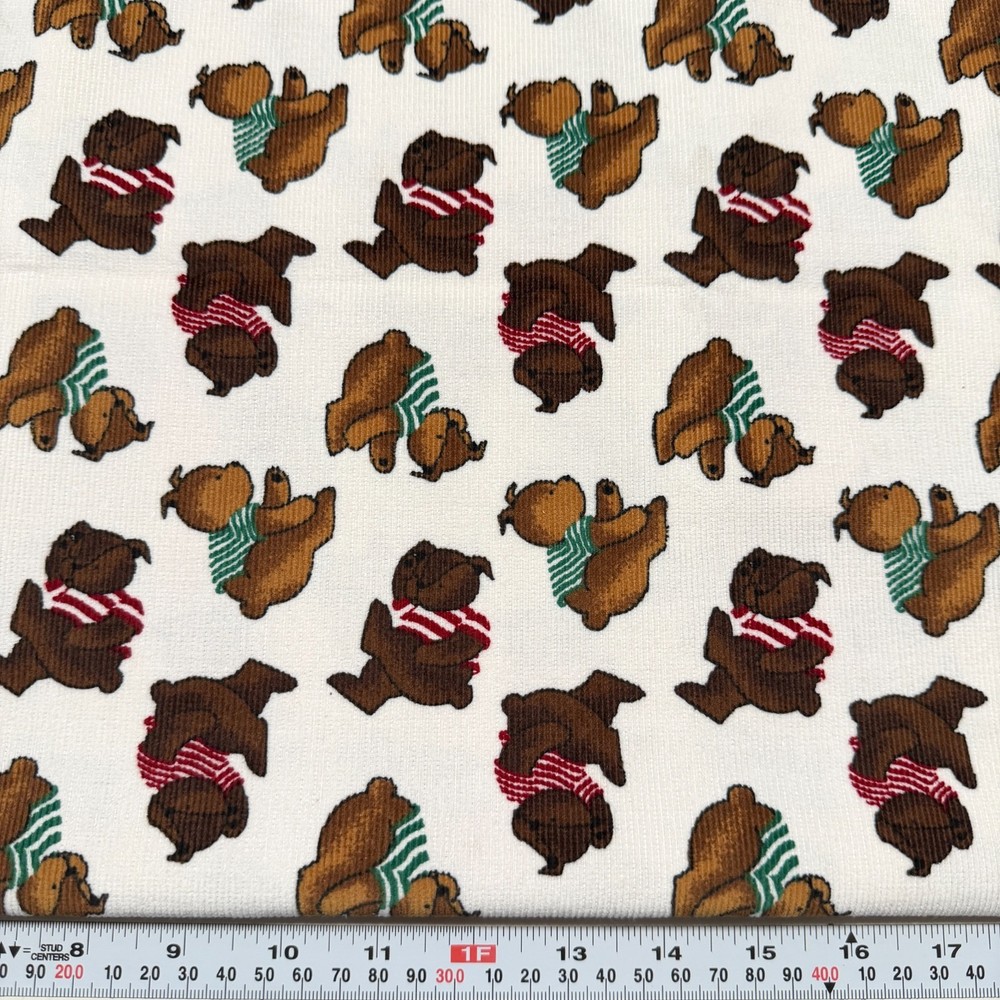 Vintage Bears in Stripes White Unbranded CORDUROY Fabric 48″ x 43″