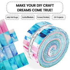 -18 Options-100% Cotton Jelly Roll Fabric Precut Strips for Quilting, Crafting