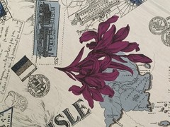 *VTG* Cotton fabric “JBJ Fabrics INC” Collage Travels/old Maps BTY 36”Lx55”W