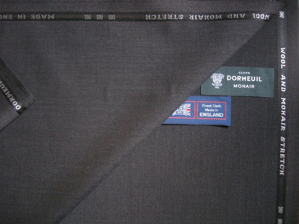 DORMEUIL 85% WOOL + 15% MOHAIR “LOW WEFT STRETCH” SUITING FABRIC IN Brown =3.4 m