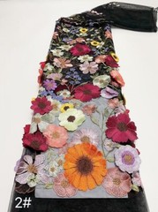 3d colorful flower Applique embroidery Lace Fabric For Wedding Dress