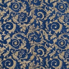 Navy leaf Damask Chenille 54″ Wide upholstery furniture Fabric drapery