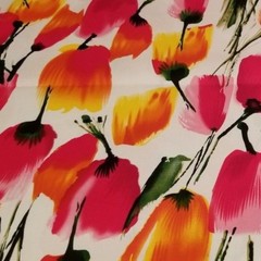 Spring is Sprung! Beautiful Watercolor Tulips Print on Cotton Stretch Shirting!