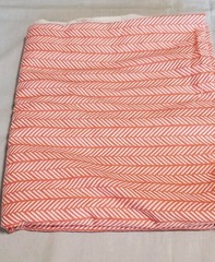 Fabric 1 3/4 Yd Cotton Fabric orange White Stripe Herringbone Feather Design
