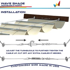 Retractable Canopy Cover Yard Gazebo Awning Wave Pergola Shade w/ Wire Beige