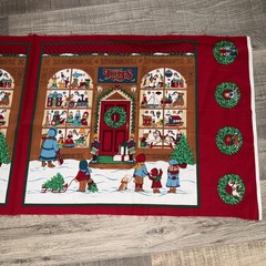 Cranston Print Works Co Christmas TOY SHOP Vintage Fabric Panel 42 x 17” RARE