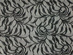 Sheer Black stretch lace fabric 2 way floral sold By The Yard continuous