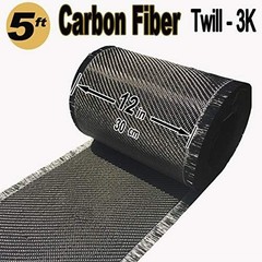 Carbon Fiber Fabric 5FT x 12 Inch 2×2 Twill Weave 3K 220g Industrial Sheet
