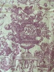 CYRUS CLARK FABRIC~Gina~1994~MUTED TOILE~Red Tan~LARGE FLORAL ARRANGEMENTS~Vines