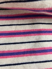 Pink Purple Navy Stripe yarn-dyed organic 100% cotton knit, – 9.00 per yd