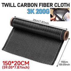 5/10 FT x 8” Real Carbon Fiber Fabric Cloth Roll 3k 200gsm Twill Weave Black