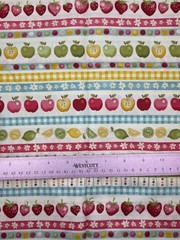 4 Funky Fruit Coordinating Fabrics Henley Studio Makower Cotton 44″ 1 Yard Each