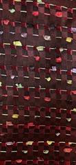 2 Yards of Fabric w/ Beautiful Colorful Small-Check Pattern & Maroon Background.