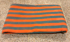 Handloom Striped 4.2 Yards Yarn Dyed Cotton Fabric Green Orange 44″ Khadi Bhavan