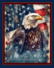 MDG – Patriotic Liberty And Justice Quilting And Crafting Fabric Panel 🇺🇸🦅