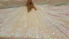 White Iridescent Sequin Hologram On Mesh Fabric By The Yard Dress Fashion