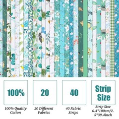 40Pcs Jelly Roll Fabric Strips Cotton Quilting Fabric Bundles