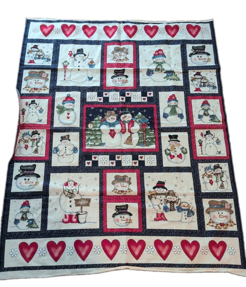 25 Vintage Snowman Fabric Panels Dianna Marcum Marcus Bros 34″ X 42″