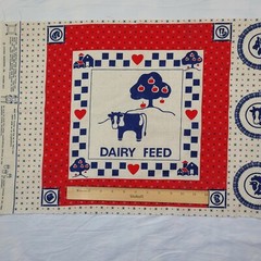 Vtg Cow Farm Dairy Feed Fabric Panel Pillow Cushion Coaster Placemat Tote Bag