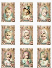 Shabby Chic Baby Pink & Green A MULTI-SIZE SET Cotton Fabric Quilt Blocks