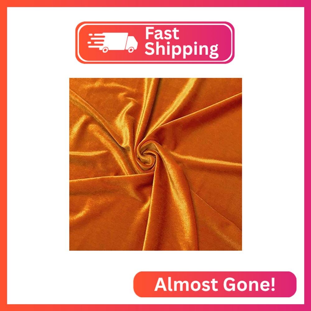 Valentina Textile Inc Stretch Velvet Fabric is 58/60″ inches Wide (1 Yard, Orang
