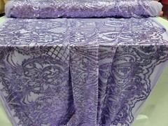 Fabric By The Yard Lavender Lace Stretch Victorian Pattern Embroidery Sequin